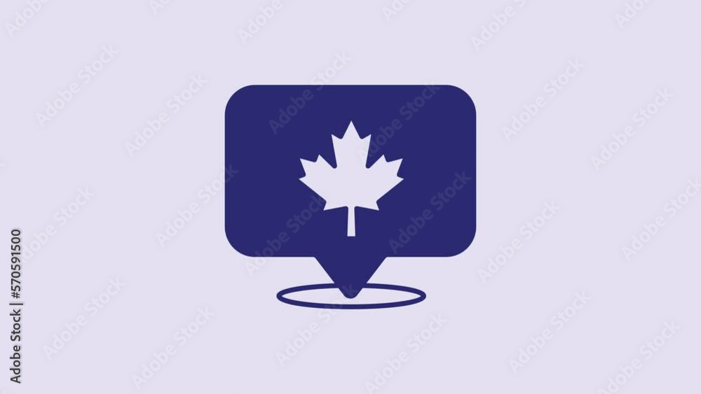 Blue Canadian maple leaf icon isolated on purple background. Canada symbol maple leaf. 4K Video motion graphic animation Blue Canadian maple leaf icon isolated on purple background. Canada symbol maple leaf. 4K Video motion graphic animation