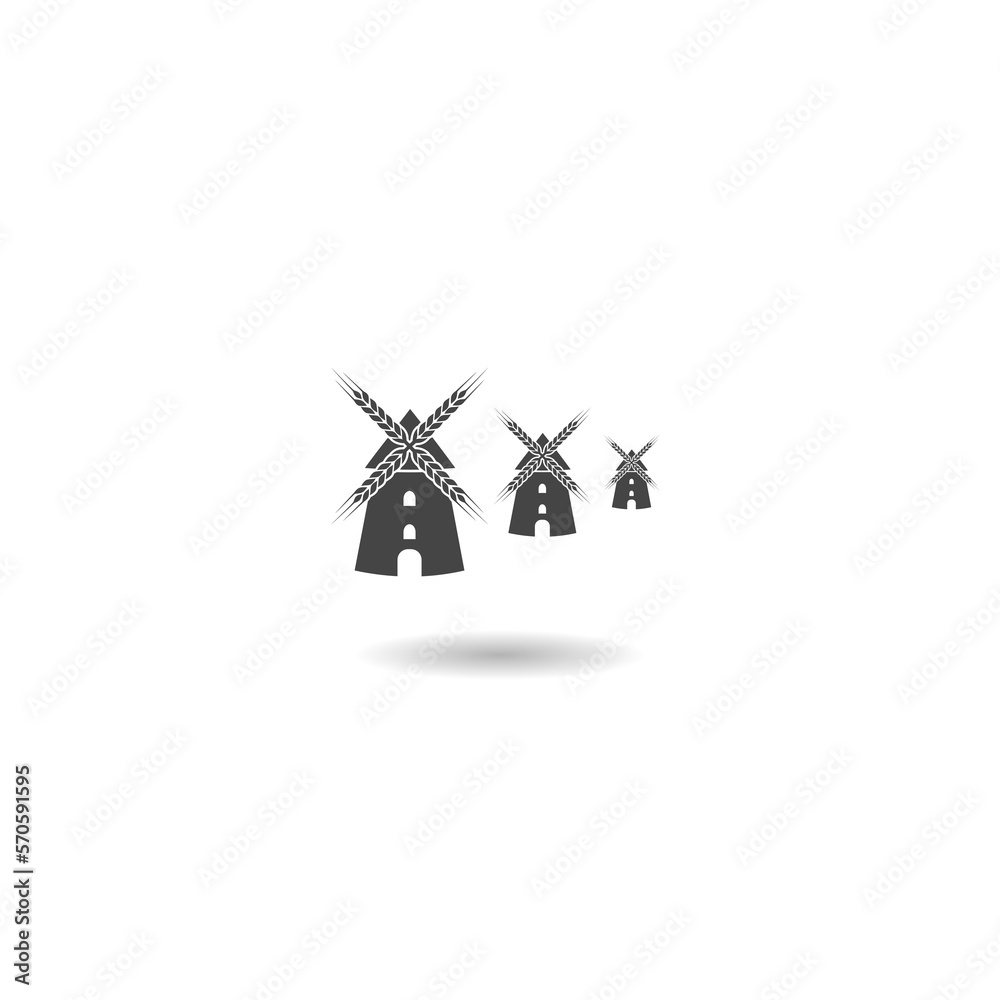 Windmill icon logo with shadow Windmill icon logo with shadow