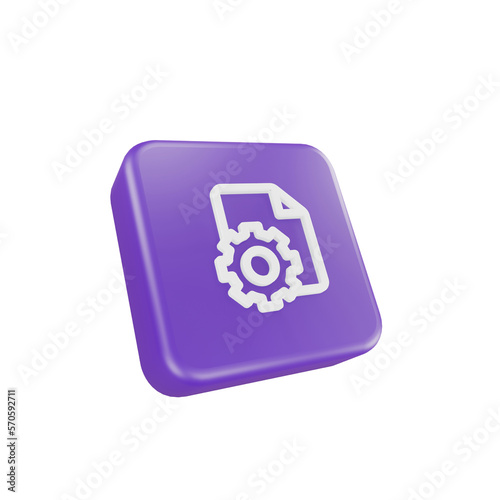 3D Illustration system file services setting Icon For Web Mobile App Social Media Promotion