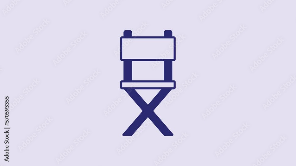 Blue Director movie chair icon isolated on purple background. Film industry. 4K Video motion graphic animation Blue Director movie chair icon isolated on purple background. Film industry. 4K Video motion graphic animation