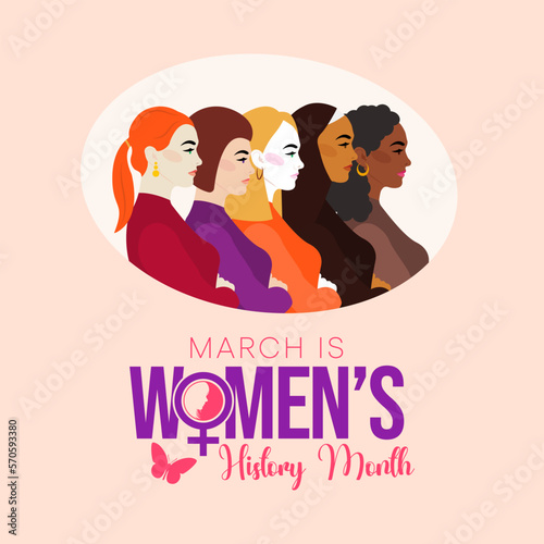 Women's History month is observed every year in March, is an annual declared month that highlights the contributions of women to events in history and contemporary society. Vector illustration design