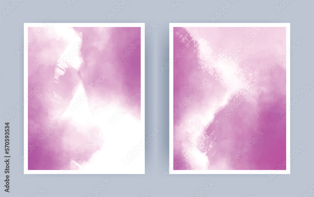 Pink and white watercolor invitation card background template