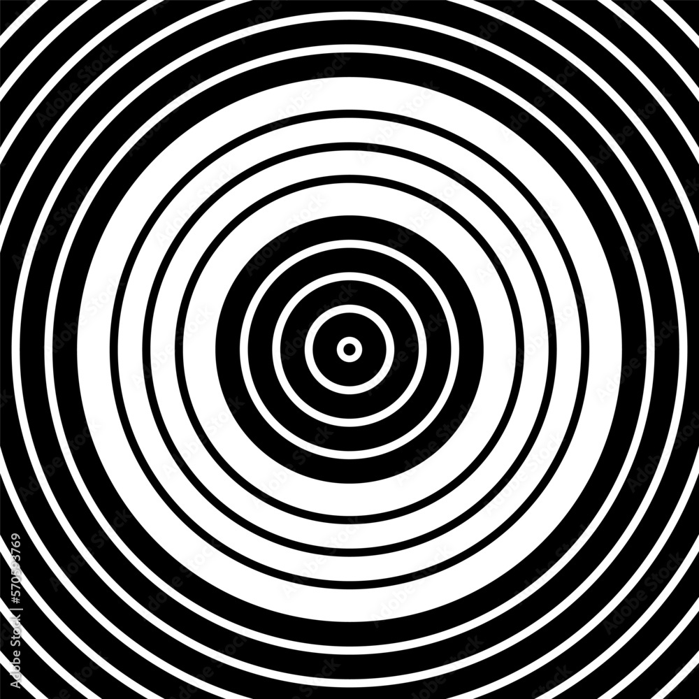 Circle Lines Pattern. Abstract Geometric Black and White Background.
