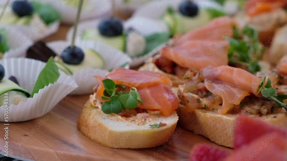 catering bruschetta with red fish catering bruschetta with red fish