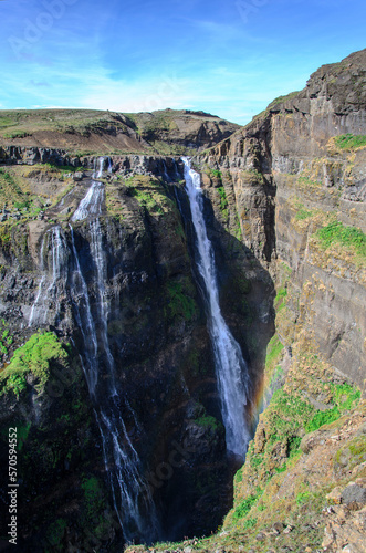 glymur the highest waterfall in iceland on a sunny day