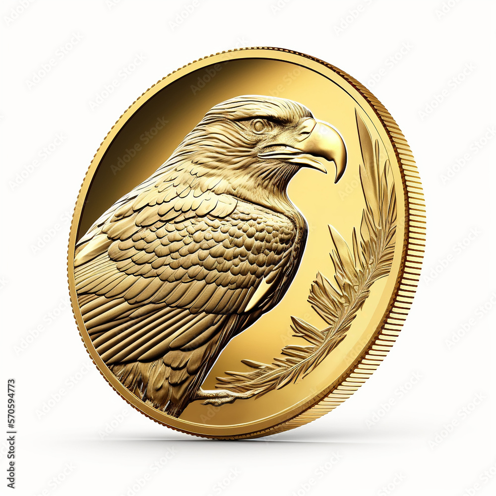 gold coin with an eagle on a white background. ai generated Stock ...