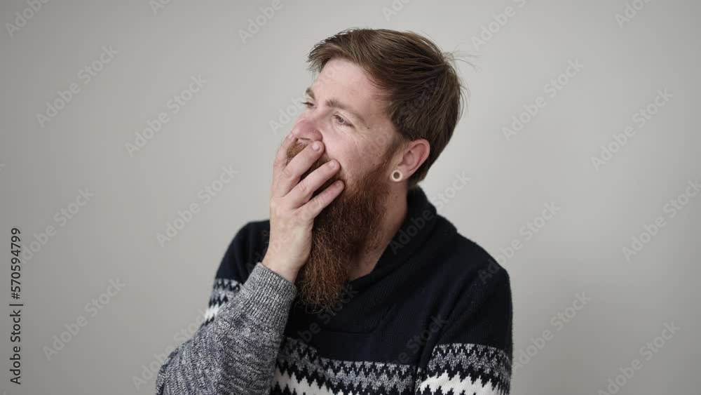 Young redhead man standing with doubt expression over isolated white background Young redhead man standing with doubt expression over isolated white background