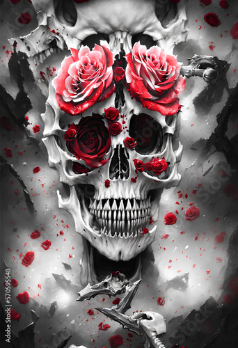 Intriguing Skull Blooms | High-Quality Floral Skull Art for Creative Design Projects