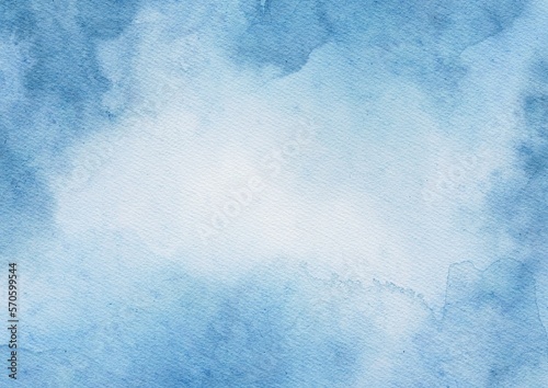 Abstract painted blue watercolor on paper texture background, Digital paint for template or any design