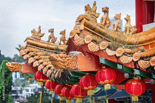 Photography Traditional Chinese temple roof in Thean Hou temple in Kuala Lumpur Malaysia