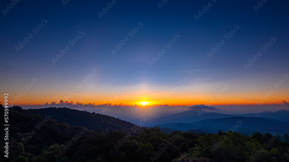 landscape view on Doi Inthanon National park in morning sky at dawn