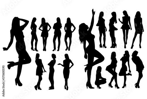 silhouettes of women poses