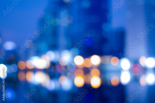 Abstract bokeh night in city background  cityscape at twilight time blurred photo