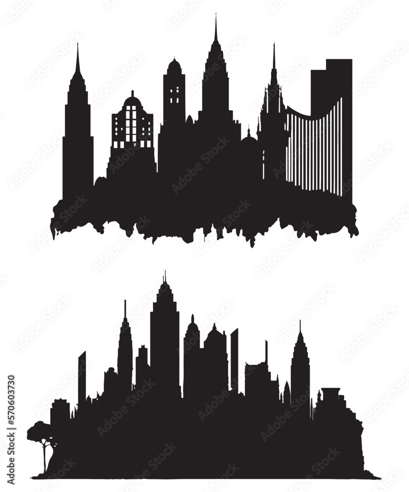 Buildings Silhouette vector, black silhouette of building, architecture vector illustration