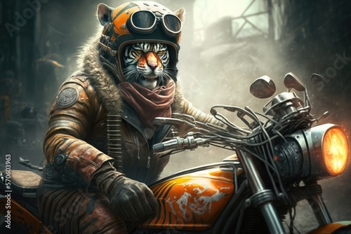 Ruthlessly Vicious Tiger Biker Generative AI