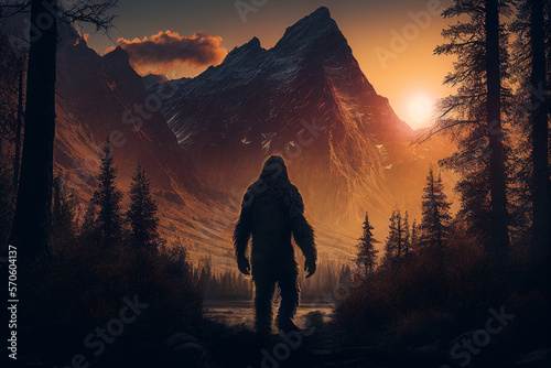 Bigfoot silhouette at sunrise