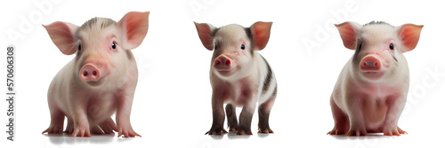 Cute pig on a transparent background. AI generator