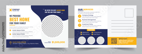 Real Estate Postcard Vector Template , Modern & Elegant Eddm Postcard Template For Home Sale