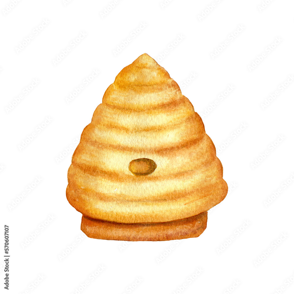Bee Hive. Watercolor Illustration With Bee Hive Isolated on White Background. Bee Hive. Watercolor Illustration With Bee Hive Isolated on White Background.