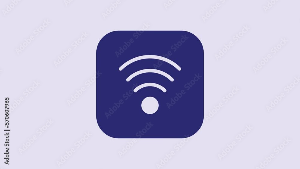 Blue Wi-Fi wireless internet network symbol icon isolated on purple background. 4K Video motion graphic animation Blue Wi-Fi wireless internet network symbol icon isolated on purple background. 4K Video motion graphic animation