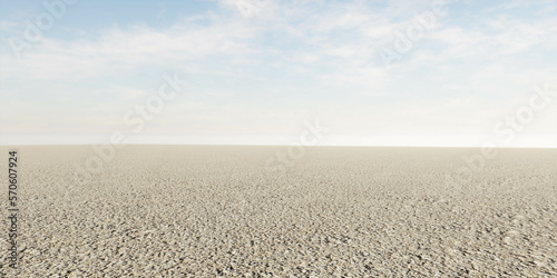 empty dessert dust landscape with blue sky clouds and horizon 3d render illustration © eliahinsomnia