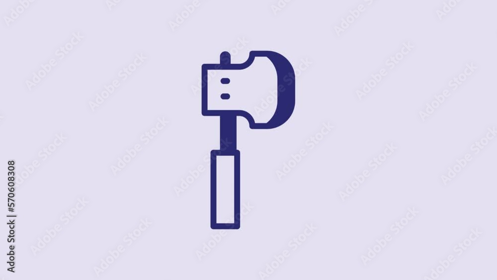 Blue Wooden axe icon isolated on purple background. Lumberjack axe. 4K Video motion graphic animation Blue Wooden axe icon isolated on purple background. Lumberjack axe. 4K Video motion graphic animation