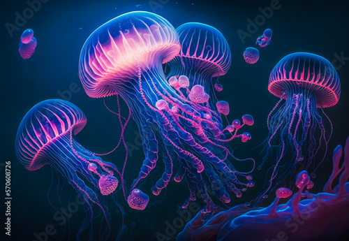 jellyfish in the sea created with Generative AI technology © Robert Herhold