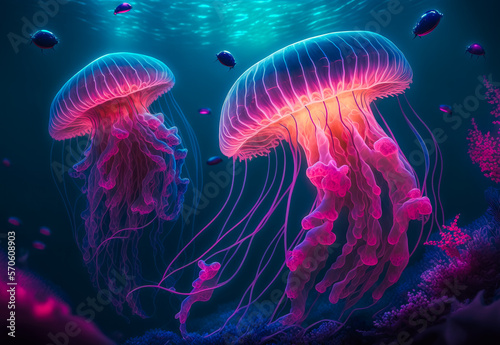 jellyfish in the sea created with Generative AI technology © Robert Herhold