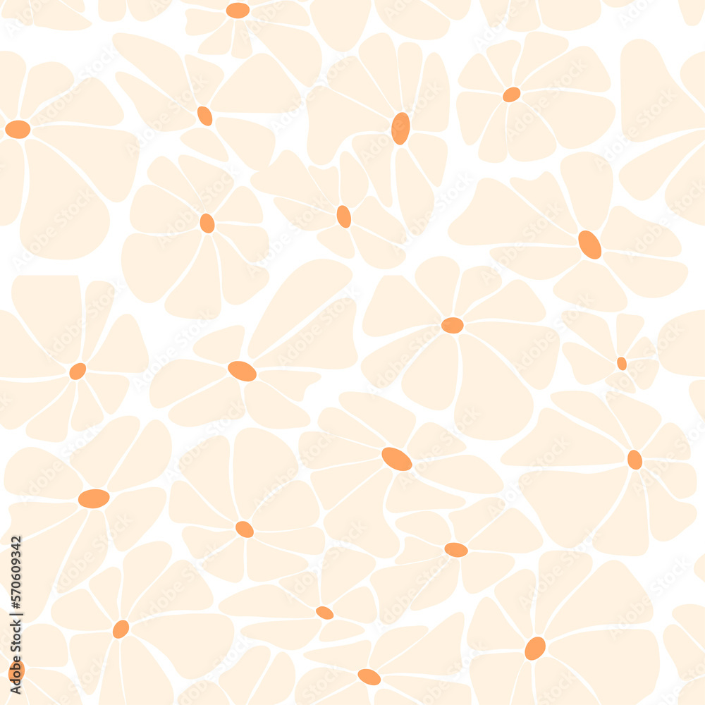 Retro floral seamless pattern with Groovy Daisy Flower Retro floral seamless pattern with Groovy Daisy Flower