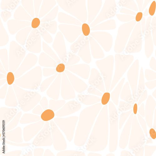 Retro seamless pattern. Groovy Daisy Flower