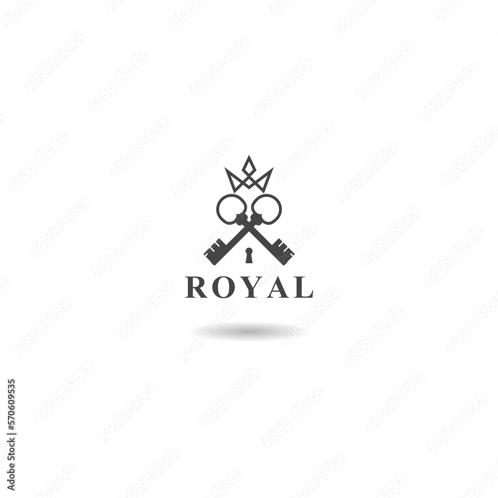 Crossed Key Logo Design Template with shadow Crossed Key Logo Design Template with shadow