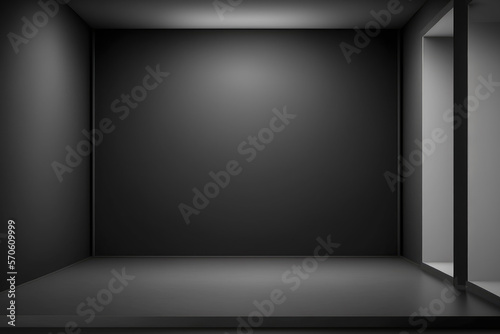 blank dark gray studio room with light gradient, interior texture for display products. wall background ,empty black backdrops.3D illustration