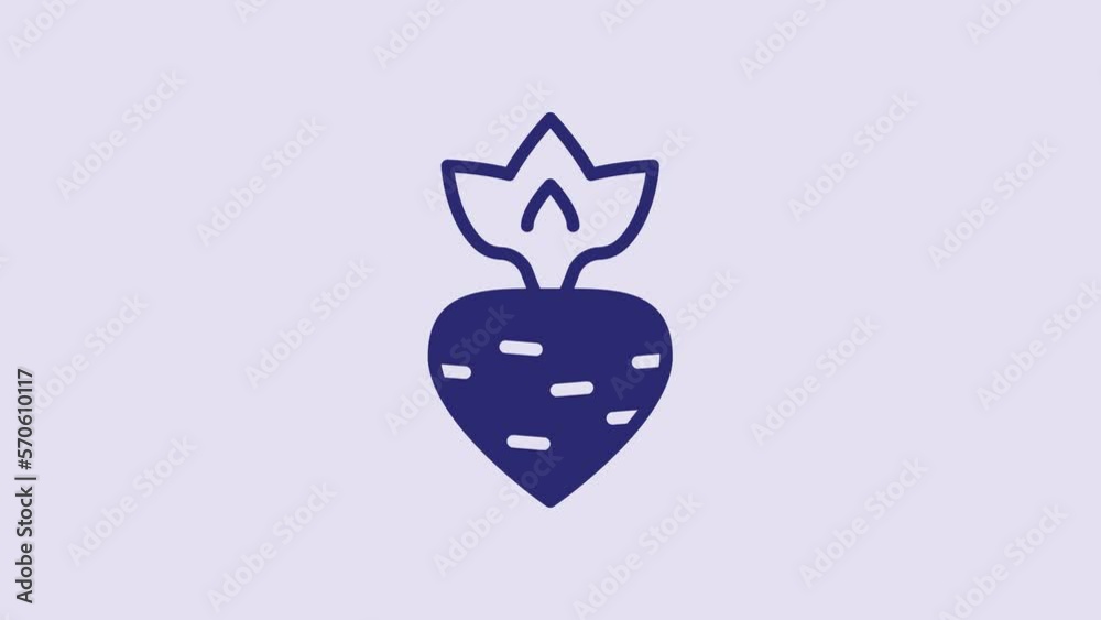 Blue Turnip icon isolated on purple background. 4K Video motion graphic animation Blue Turnip icon isolated on purple background. 4K Video motion graphic animation
