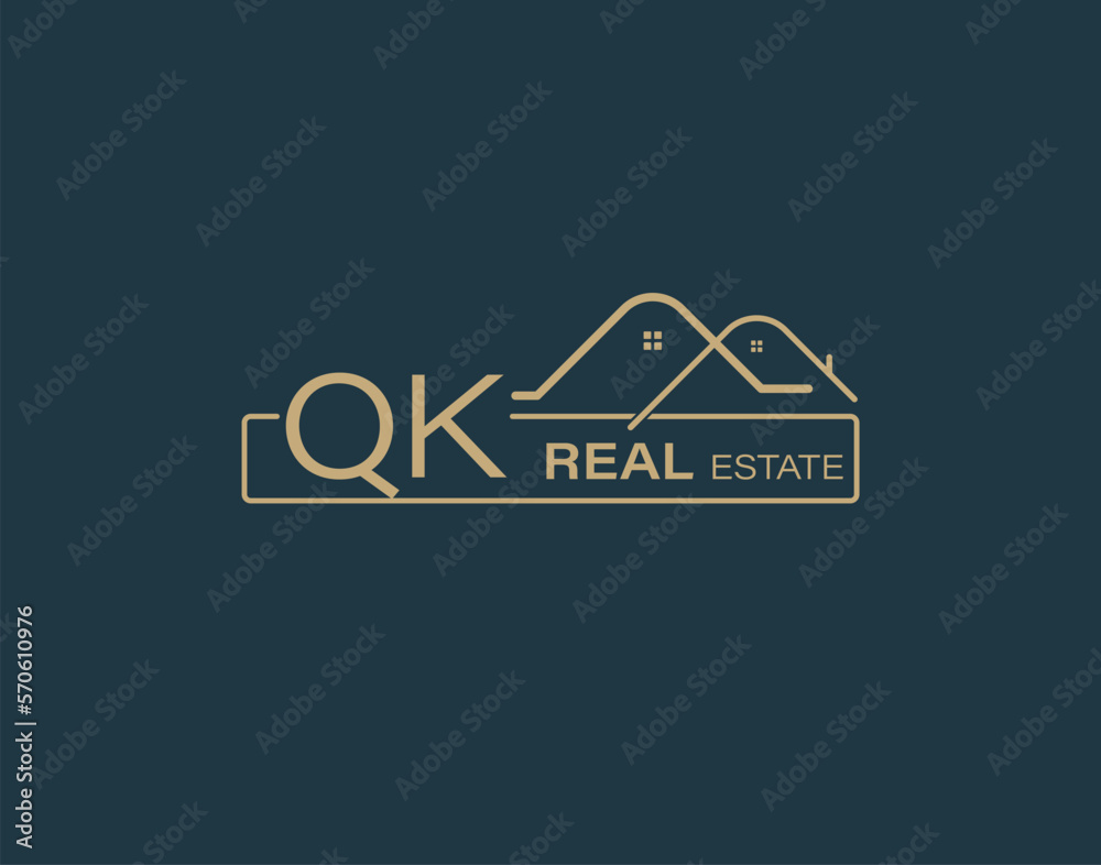 QK Real Estate & Consultants Logo Design Vectors images. Luxury Real Estate Logo Design