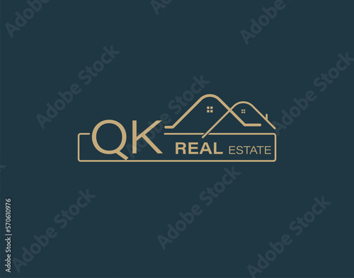 QK Real Estate & Consultants Logo Design Vectors images. Luxury Real Estate Logo Design