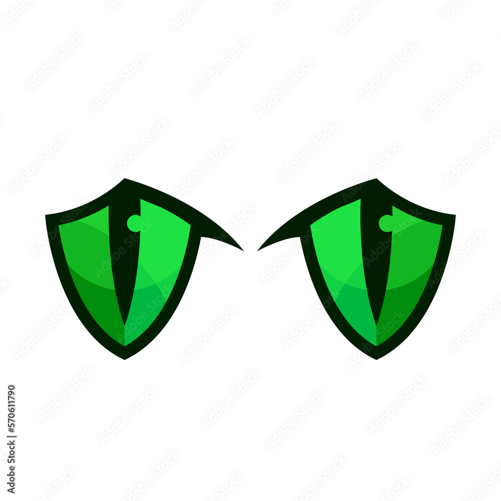 Obraz premium green animal eyes flat vector illustration clipart isolated on white background
