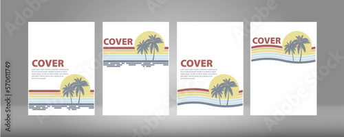 Beautiful summer magazine cover. Beach, Sea, Palm Trees. Vector background. summer image print on T-shirt, mug, folder