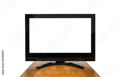 Television on wood table wi...