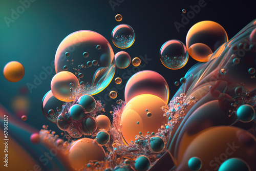 Colorful bubbles texture background, generative ai illustration