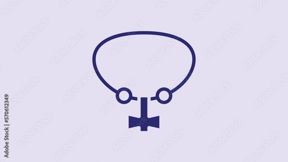 Blue Necklace with gem icon isolated on purple background. 4K Video motion graphic animation Blue Necklace with gem icon isolated on purple background. 4K Video motion graphic animation
