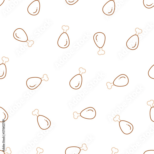 Line pattern with chicken legs on a white background. Background for fast food menu
