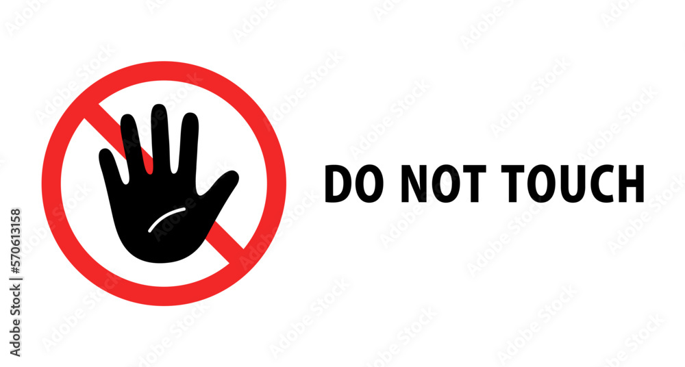 DO NOT TOUCH:手のひらと禁止マークのアイコン DO NOT TOUCH:手のひらと禁止マークのアイコン