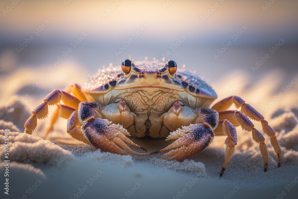 Crab on the beach. Ai generative.