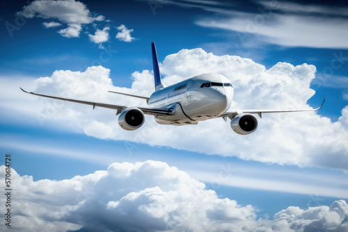Passenger plane flying at high altitude  Generative AI