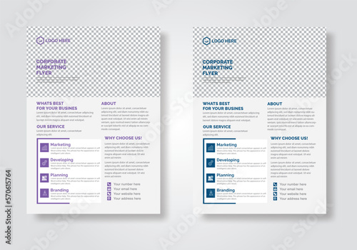 Corporate modern digital marketing flyer template with purple color
