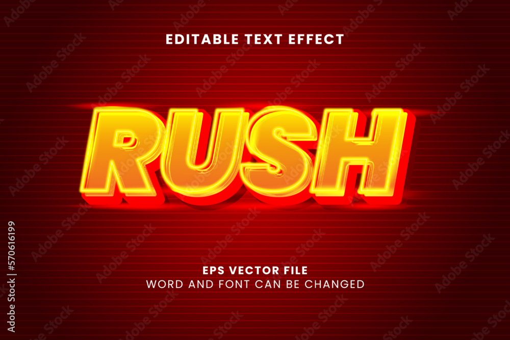 3D Rush glow editable vector text effect 3D Rush glow editable vector text effect