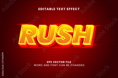 3D Rush glow editable vector text effect