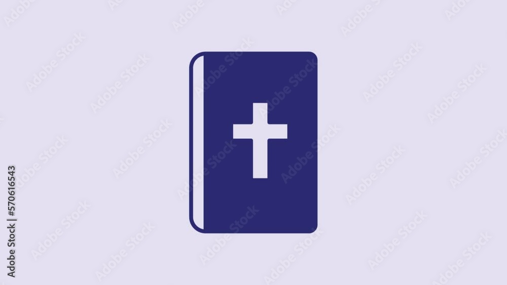 Blue Holy bible book icon isolated on purple background. 4K Video motion graphic animation Blue Holy bible book icon isolated on purple background. 4K Video motion graphic animation