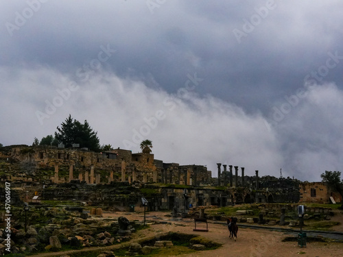 umm qais - irbid, jordan 06- Feb- 2023 - jadara, umm qais ruins with a cloudy day