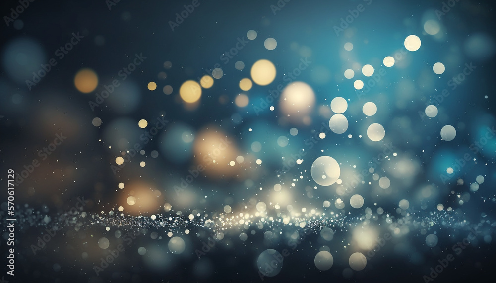 Beautiful abstract background with blue blurred bokeh light on dark ...